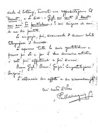 Click for an enlarged image - Mascagni letter to Gigli